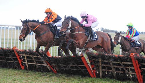 Lisa O'Neill (pink) on Rebel Cry comes through to beat Adreamstillalive and The Mad Well