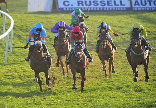 Finny Maguire (red and green) comes through to win on Celldomfed