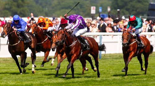 Log Out Island (blue) losing out at Ascot