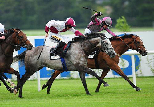 Toccata Blue is driven out by Colin Keane to get the better of Maudlin Magdalen (leading)