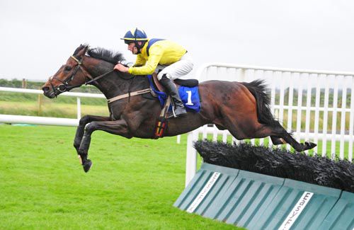 Adimelo and John Fitzpatrick jump the last 