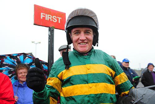 Barry Geraghty in the winners' enclosure after Riviera Sun had won