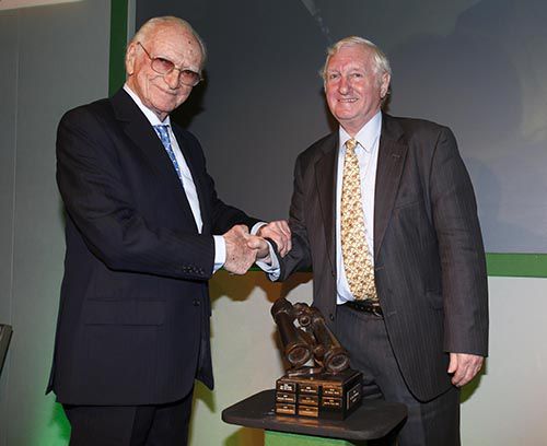 Sir Peter with Martin Pipe, a Sir Peter O'Sullevan Award winner 