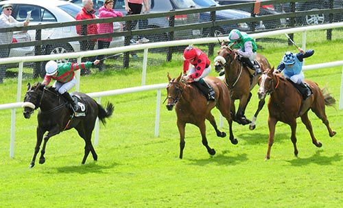 Princess Aloof stays on well under 'Dusty' Foley, from Champagne Or Water, Shalamzar (nearside) and Camlann