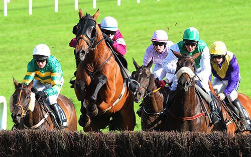 Rogue Angel (blinkers) and David Mullins on the way to victory