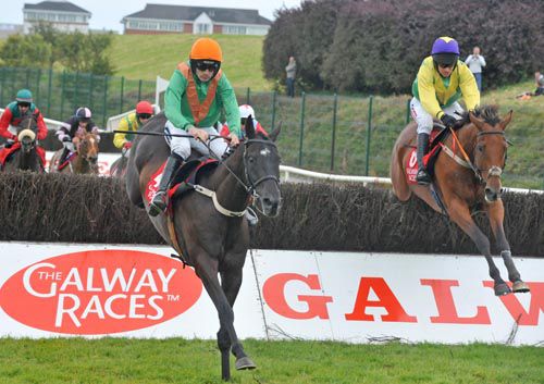 Un Beau Roman (orange and green) will bid to go one place better than he did at Galway in August