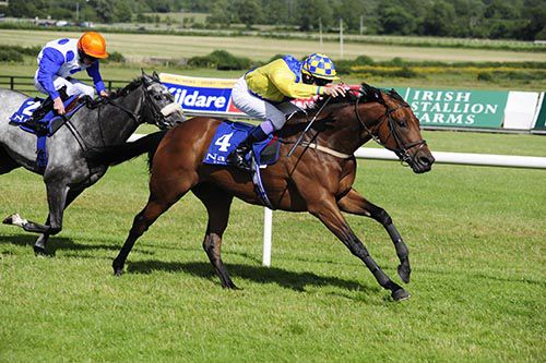 Texas Rock (Fran Berry) beating Greek Canyon in the seven-furlong rated race
