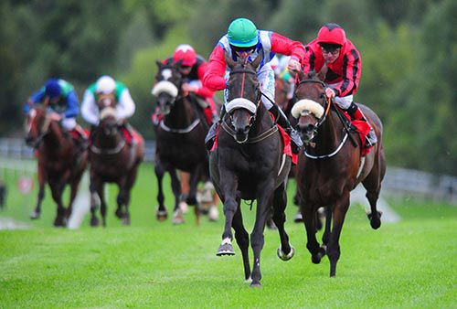 Jack Kennedy (green cap) leads them home in the finale at Gowran aboard Here For The Craic