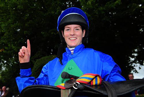 Rachael Blackmore celebrates her first professional win