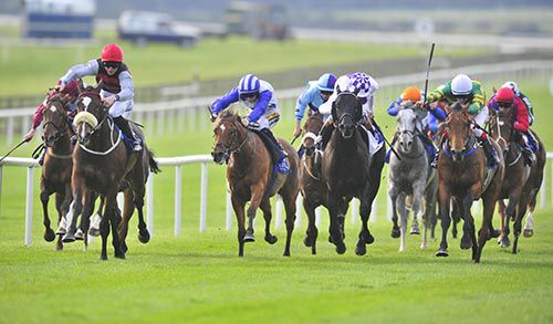 Fran Berry (white cap, outside) brings through Fit For The Job to 'do' Cailin Mor (noseband)