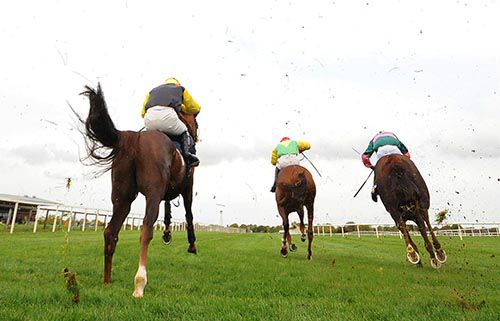 King Of The Picts (left) is third over the final fence