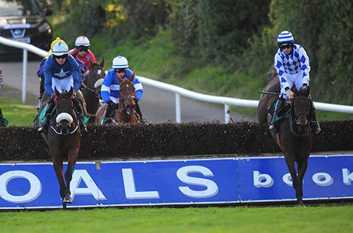 Mustradrik (left) and Battling Boru land over an early fence