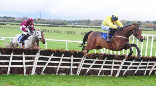 A lovely leap from Gwencily Berbas (Adrian Heskin) on his way to victory over Petite Parisienne
