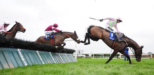 Au Quart De Tour and Ruby Walsh crash out leaving Victory Mill (Bryan Cooper) and Ah Littleluck to battle it out