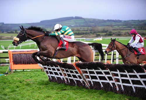 Noble Emperor and Barry Geraghty on the way to victory over Seabass and Katie Walsh