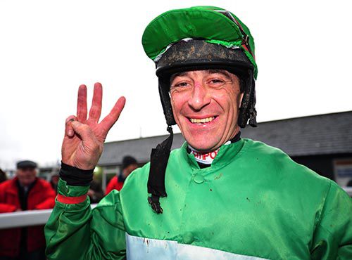 Davy Russell celebrates his Thurles treble