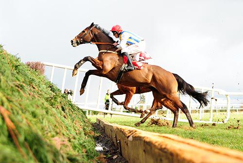 Toon RIver and Davy Russell jump the second last fence