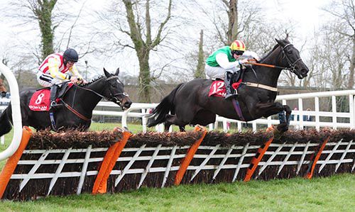 Black Zero and Shane Crimin jump the last