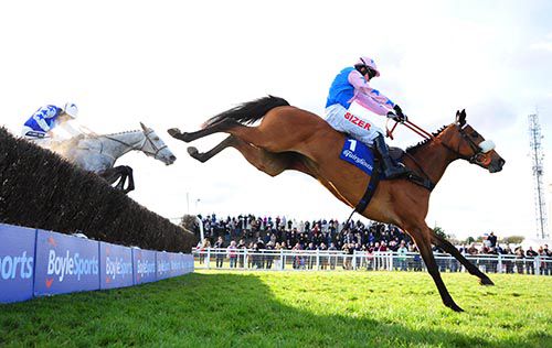 Emily Gray clears the last with Uranna in second