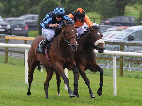 Gift Banda and Daniel Redmond (left) get the better Madam Bounska and Wayne Lordan