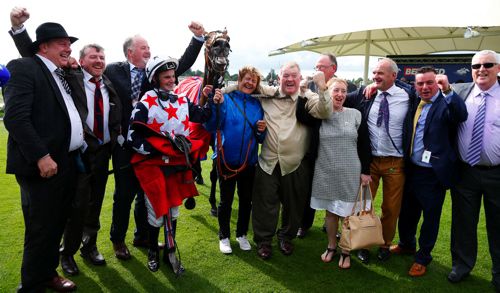 Heartbreak City and connections after their Ebor win