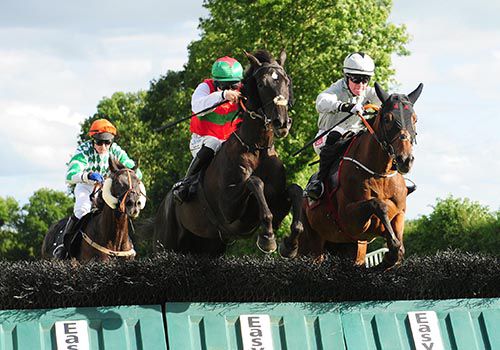 Left to right, The Black Russian (2nd), L'Attesa (centre, winner, Ian McCarthy) and Orchard Road (3rd)