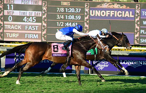 Tourist and Tepin crossing the line