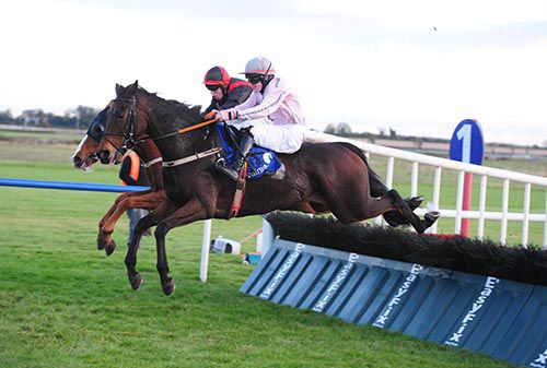 Theo (nearest) and Neddyvaughan (inside) jump the last together