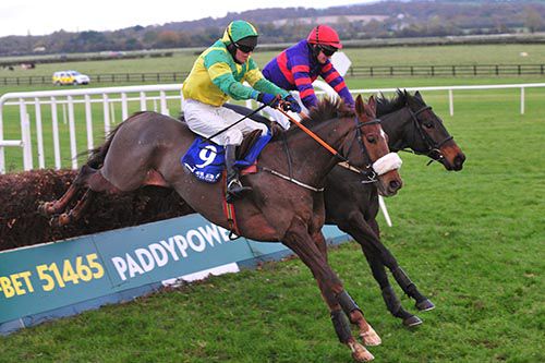 Effernock Lad, near side, prevails from Rolling Rocket in Naas
