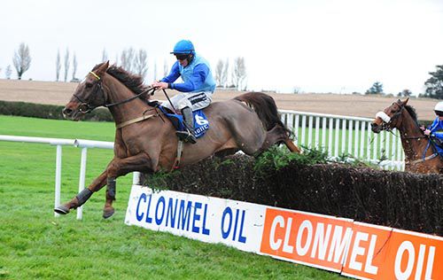 Hard Bought (Phillip Enright) jumps the last ahead of Bellgrove (Rachael Blackmore)