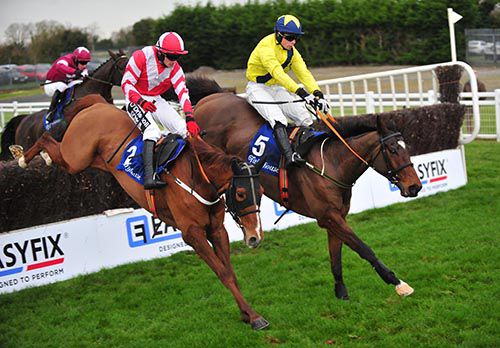 Martello Tower (yellow) tackles Acapella Bourgeois over the last