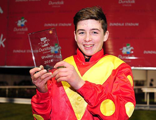Rossa Ryan had a night to remember at Dundalk winning his 1st race on the track on Solar Heat