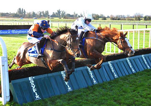 All The Chimneys (far side) and Eamonn Corbett jump the last alongside Another Challenge