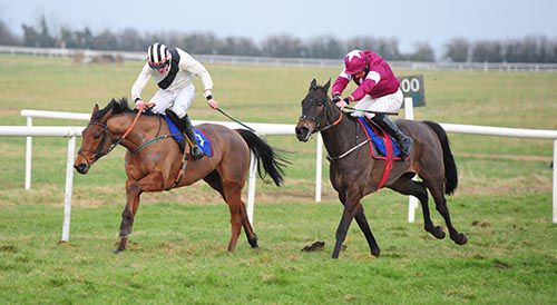 Planet Nine (left) provides Stephen Connor with his first winner beating Back Bar