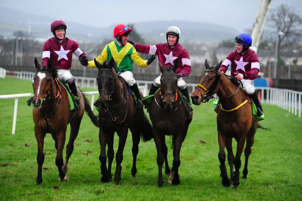 Sizing John flanked by Gigginstown House Stud runners. 12 of the 22 entries are in the same ownership 