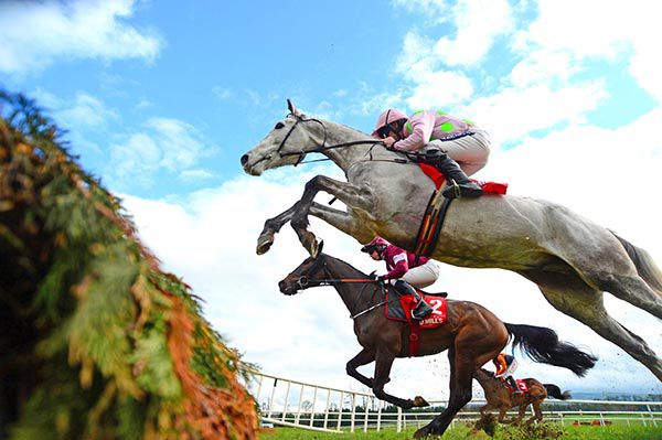 Bachasson and Ruby Walsh (near) clear the 4th fence in style on their way to success