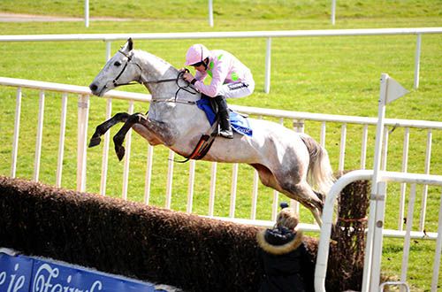 A spectacular leap by Ballycasey on his way to winning the Normans Grove Chase under Ruby Walsh