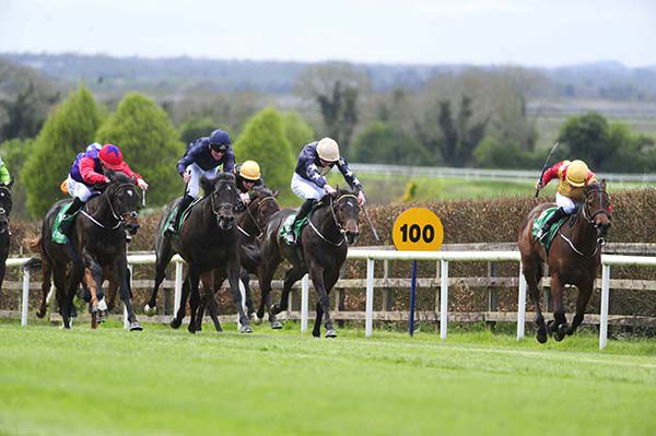 Romanised (far left) pictured on his way to victory at Navan earlier this season 