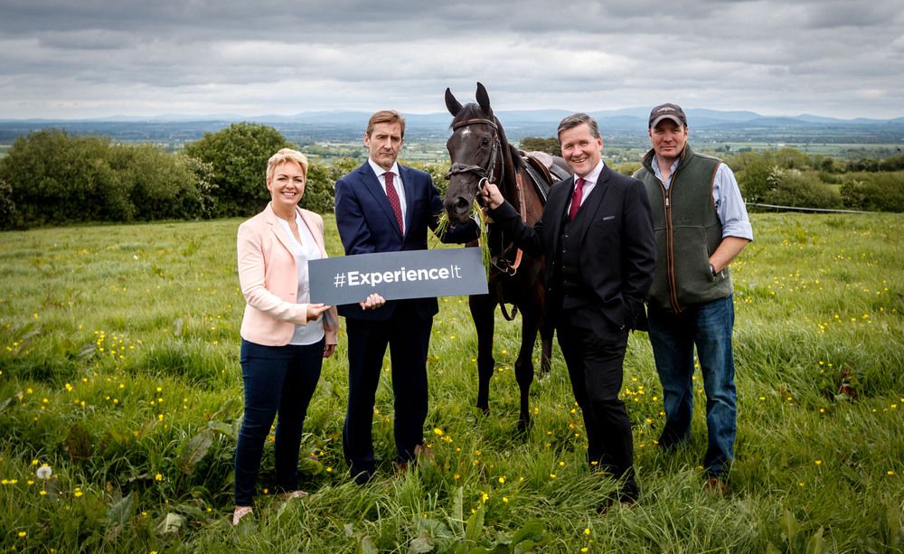 Shirley Corcoran, Eddie Evans and Rob Hartnett of Sport for Business Syndicate with Trainer Paul Deegan and Mystery Gal