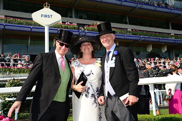 Willie Mullins (right) pictured with Rich and Susannah Ricci after Thomas Hobson won the Ascot Stakes