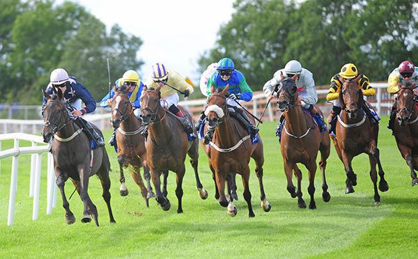 Palmones (left) leads her rivals into the straight