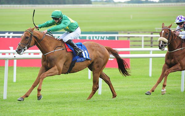 Zeftan powers home in the Apprentice Derby at the Curragh