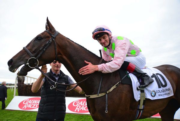 Riven Light (Declan McDonogh) after winning the Colm Quinn BMW Mile Handicap at Galway
