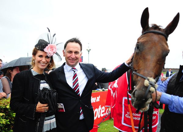 Henry de Bromhead and his wife Heather pictured with Galway Plate winner Balko Des Flos