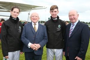 Rachael Blackmore and Donagh Myler with President Michael D Higgins and Sean Lynch (photo Caroline Norris)