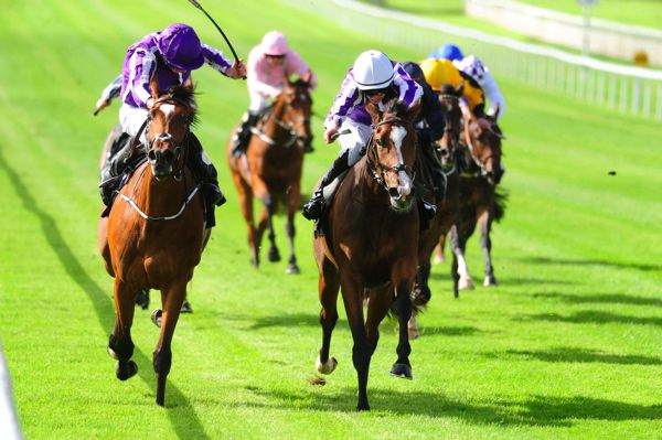 Happily (right) beating Magical at the Curragh