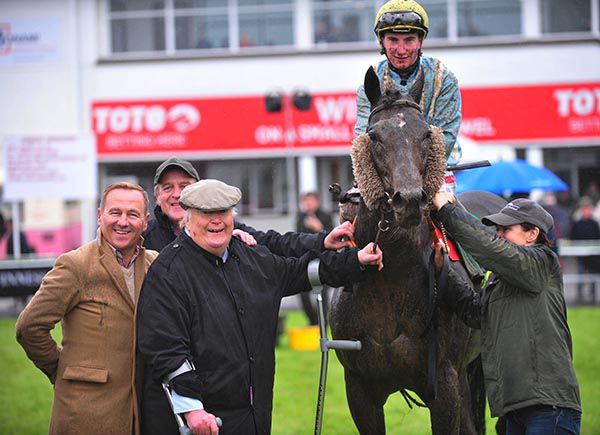 Eamonn O'Carroll leads in his winner, Youceeyouceecee, after the family sponsored race one