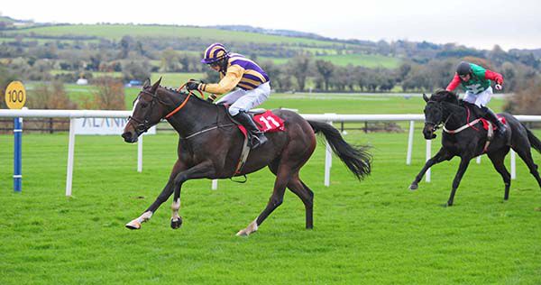 Sean riding his first Bumper winner on Cordovan Brown at Punchestown in 2017