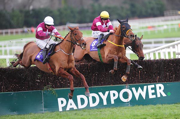 Road To Respect (yellow cap) jumps the last alongside Balko Des Flos
