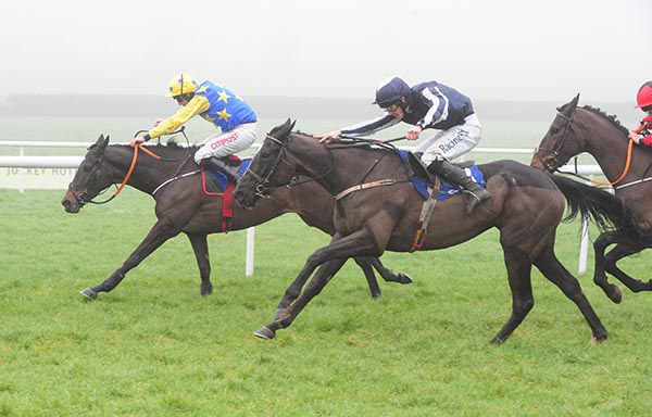 Pietralunga (nearside) finishes best to just catch Moonlight Escape